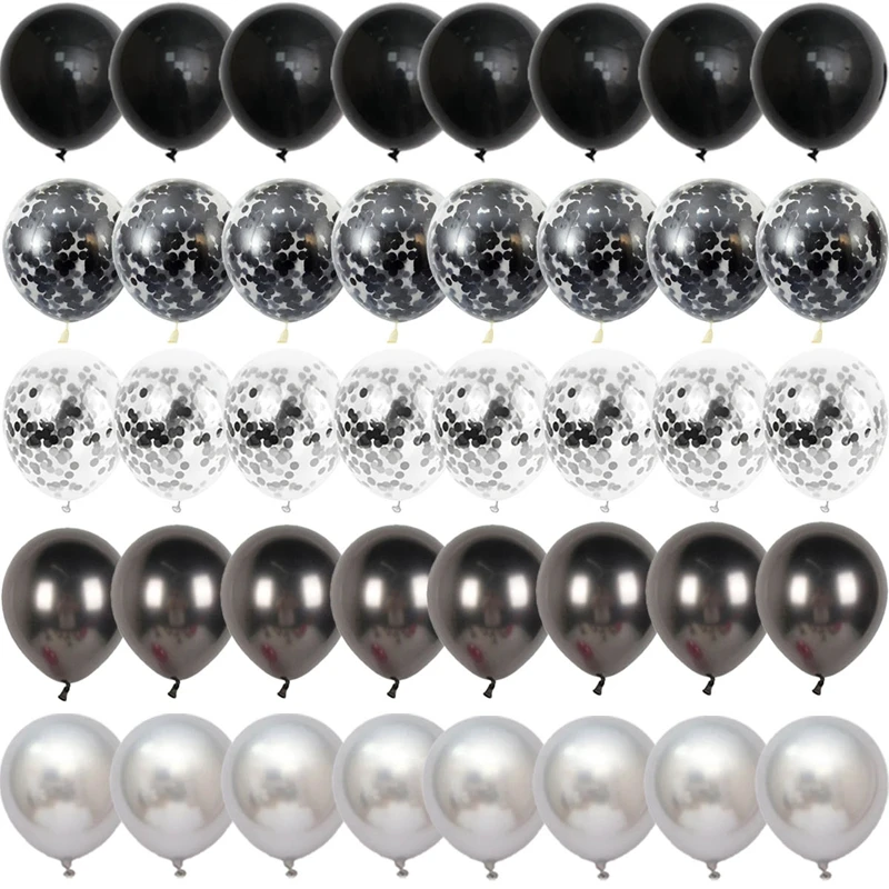 أسود معدن اللاتكس النثار بالون 40 عيد ميلاد الديكور السنة الجديدة الزفاف حفلة عيد ميلاد  الطفل ديكور