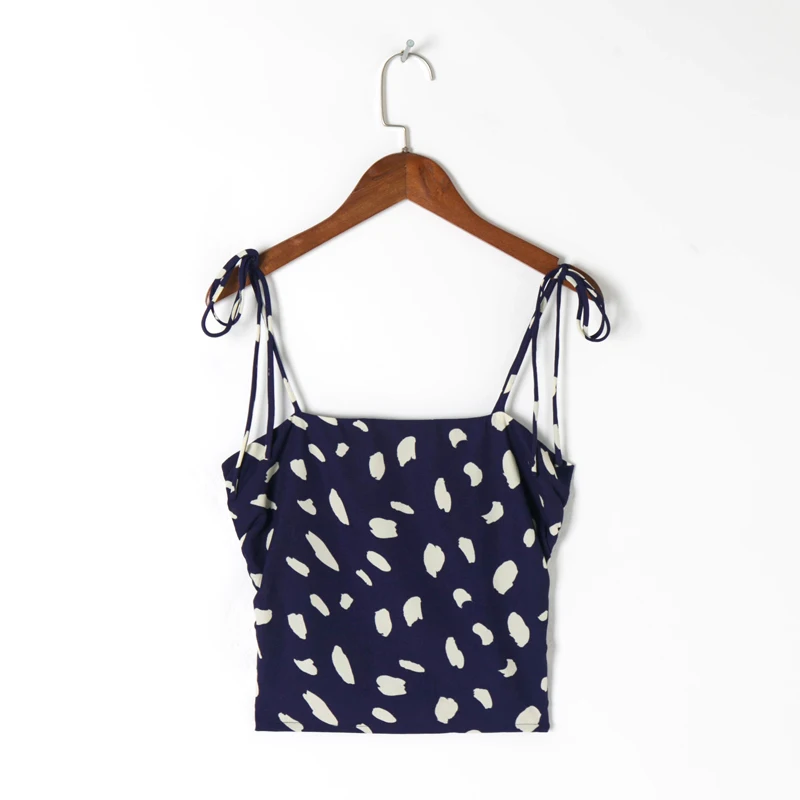 Summer Women's Casual Printed Bowknot Decorated Slim Camisole half bra