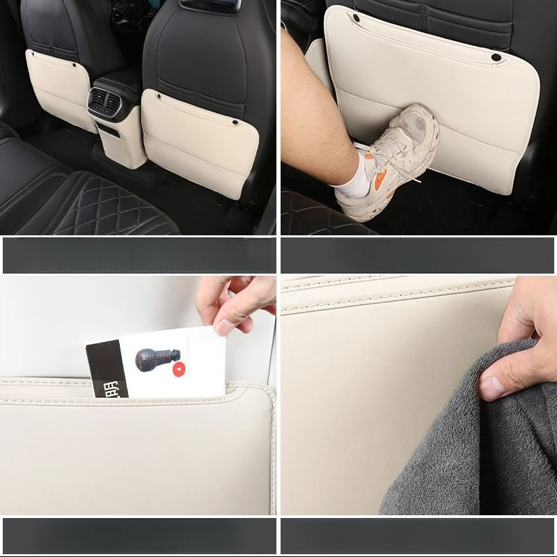 Car Styling PU Leather Anti Kick Mat Pad Anti-kick Protector Mats Seat Back Protector Accessories For BYD Sealion 7