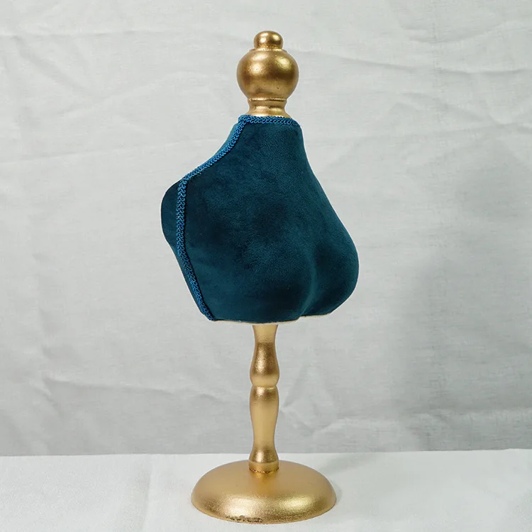 Window Shop Storage Bust Wooden Jewelry Holder Necklace Display Stand Luxurious Colors Velvet Necklace Jewelry Display