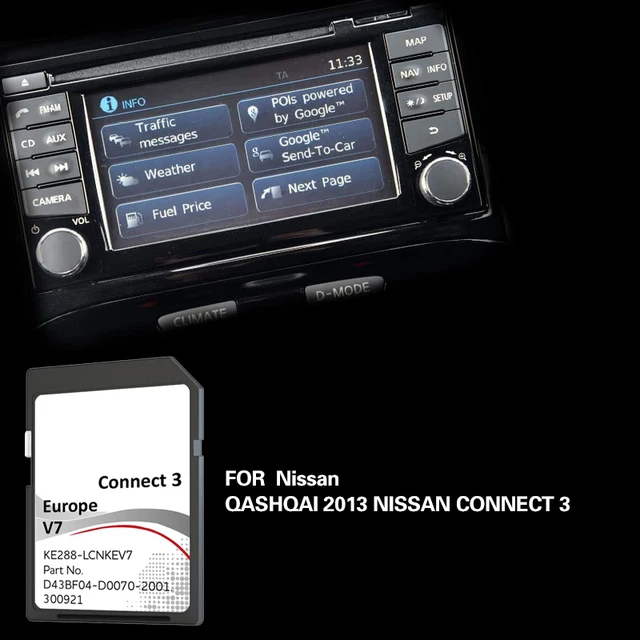 for Nissan QASHQAI 2013 Connect3 Latest Map 2023 LCNKEV7 Navigation GPS SD Card EU