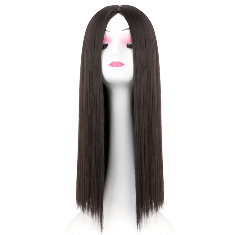 50CM Middle Part Medium Long Straight Wig  High Quality Black Hair for Cosplay Anime Party Costume Wigs Birthday Gift high heels sandals women summer shoes party shoes fashion medium heel temperament rhinestones square heel sandals