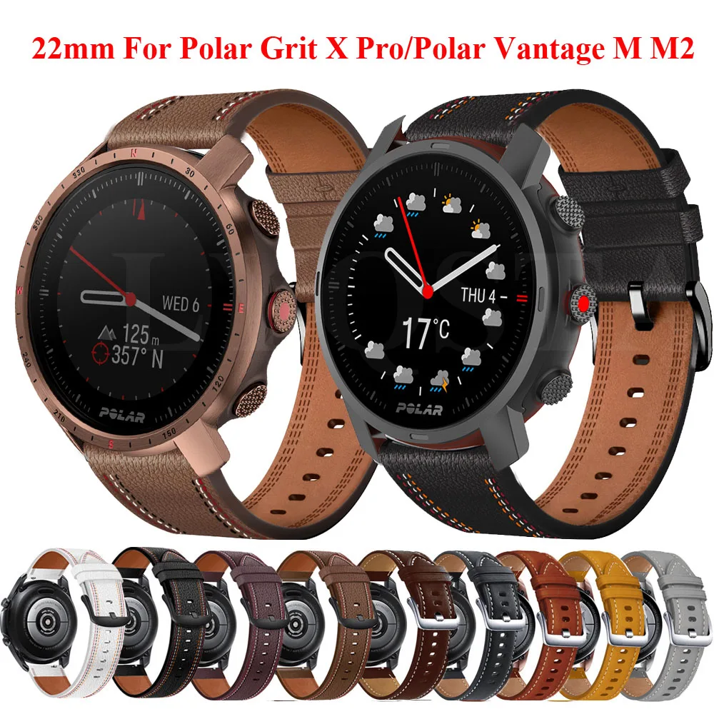Cinturini In Morbida Pelle Sportiva Per Polar Vantage M2 / Vantage M Smart Wristband Bracciale Per Polar Grit X Pro/ Polar Grit X 22Mm