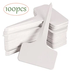 White Plastic PVC T-Type Garden Tags - 50/100pcs 6x10cm Seedling Markers and Decoration Labels (100Pcs 6x10cm)