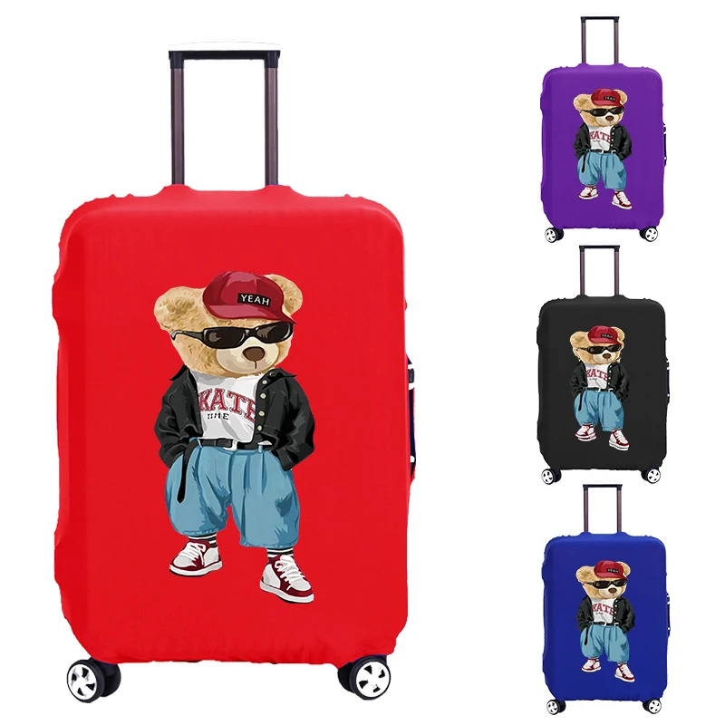 Luggage Cover Jacket Bear Fashion Luggage Cover Travel Suitcase Protective Cover Elasticity Dust Covers Suitable for 18-32 Inch Suitcases