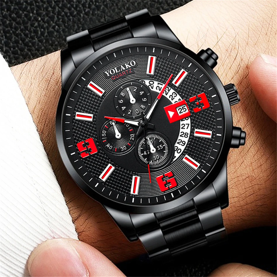 reloj hombre Mens Fashion Business Watches Men Sports Stainless Steel Quartz Watch Man Calendar Date Clock relogio masculino Quartz Watches discount