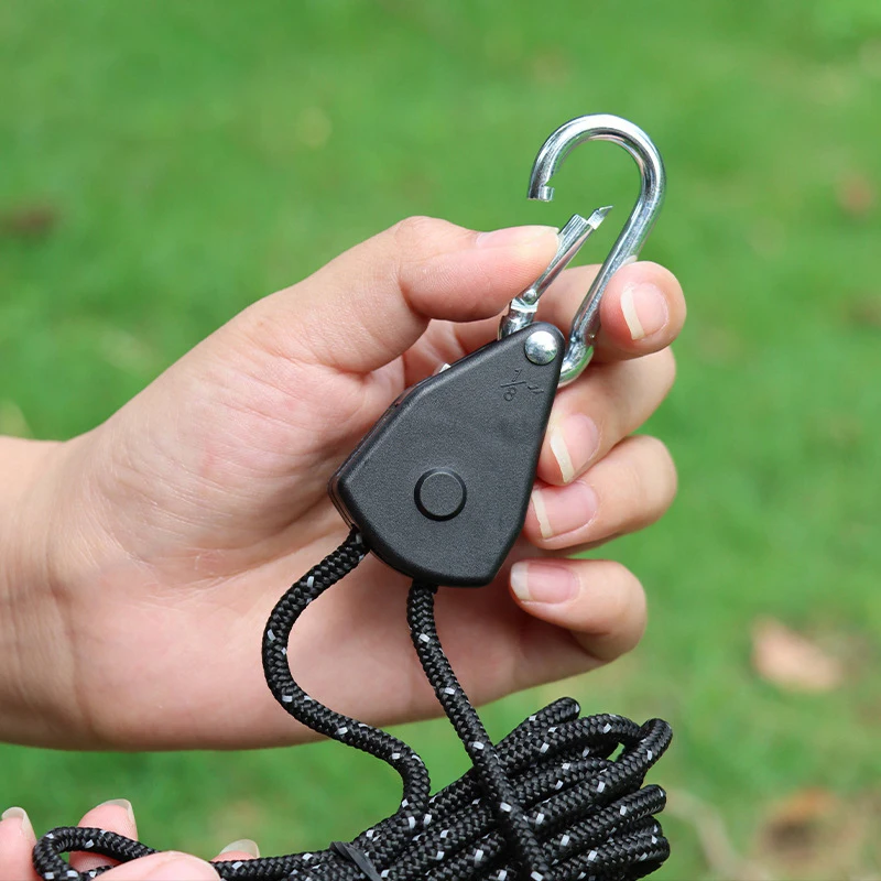 4m Tactical Adjustable Rope Ratchet Tent Camping Rope Buckle with Pulley Tensioner Ratchet Hangers Awning Wind Rope Tie Down