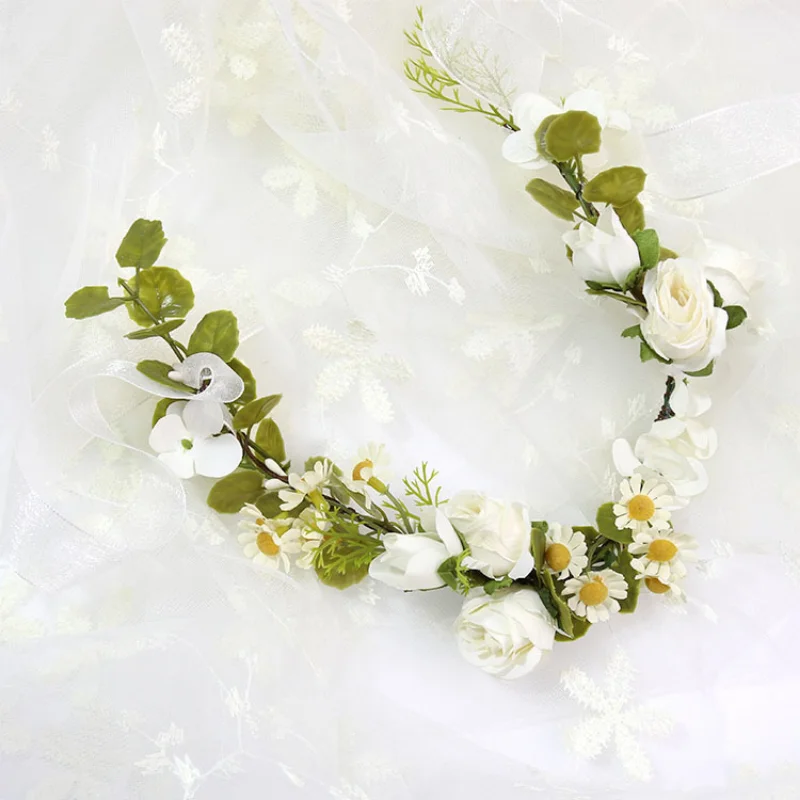 White Artifical Flowers Headdress Bride Wedding Accessories Boutonniere Wrist Corsage Garlend Hair Accessories
