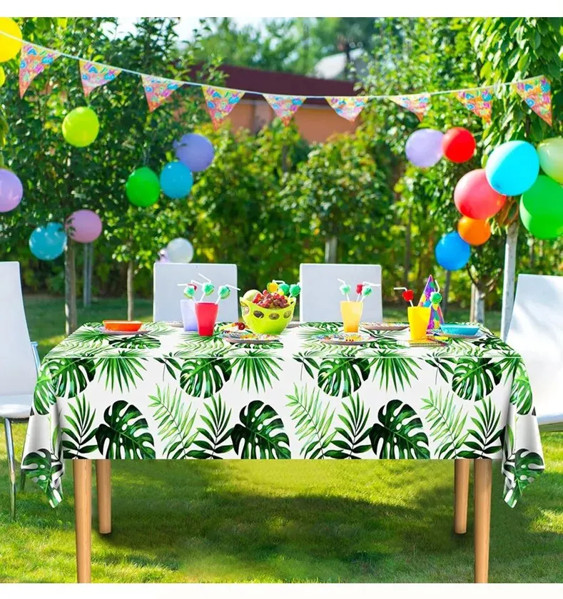 Jungle Palm Leaf Birthday Party Table Cloth Plastic Waterproof and Oil Resistant Table Cloth table cloth rectangular tablecloth disposable tablecloth tarot tablecloth