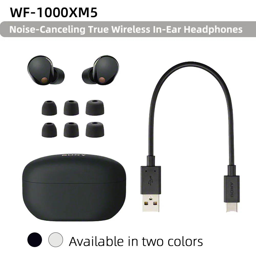  Sony WF-1000XM5 True Wireless Bluetooth Noise Cancelling in-Ear  Headphones (Black) with Dual Pad Wireless Charger Bundle (2 Items) :  Electronics