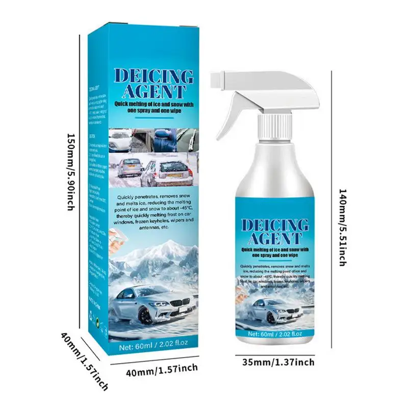 Car Windshield Deicer Car Glass Ice Melt Spray Winter Accessories Windshield Ice Removal Spray Auto Defrosting Tool for Most