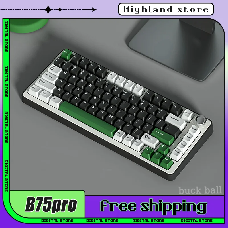 

Keynouo B75pro Mechanical Keyboard 3mode Custom Wireless Bluetooth Keyboard Gasket Hot Swap 82keys RGB Esports Gaming Keyboards