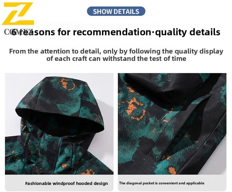 EiAO American Work Jacket Men Waterproof Windproof Breathable Outdoor Hiking Coat Durable Couple Unisex Mountain Sports Wear