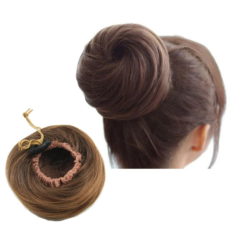 8 Colors Synthetic Hair Brown Blonde Hair Rubber Band Donut Bun Roller Headwear for Women