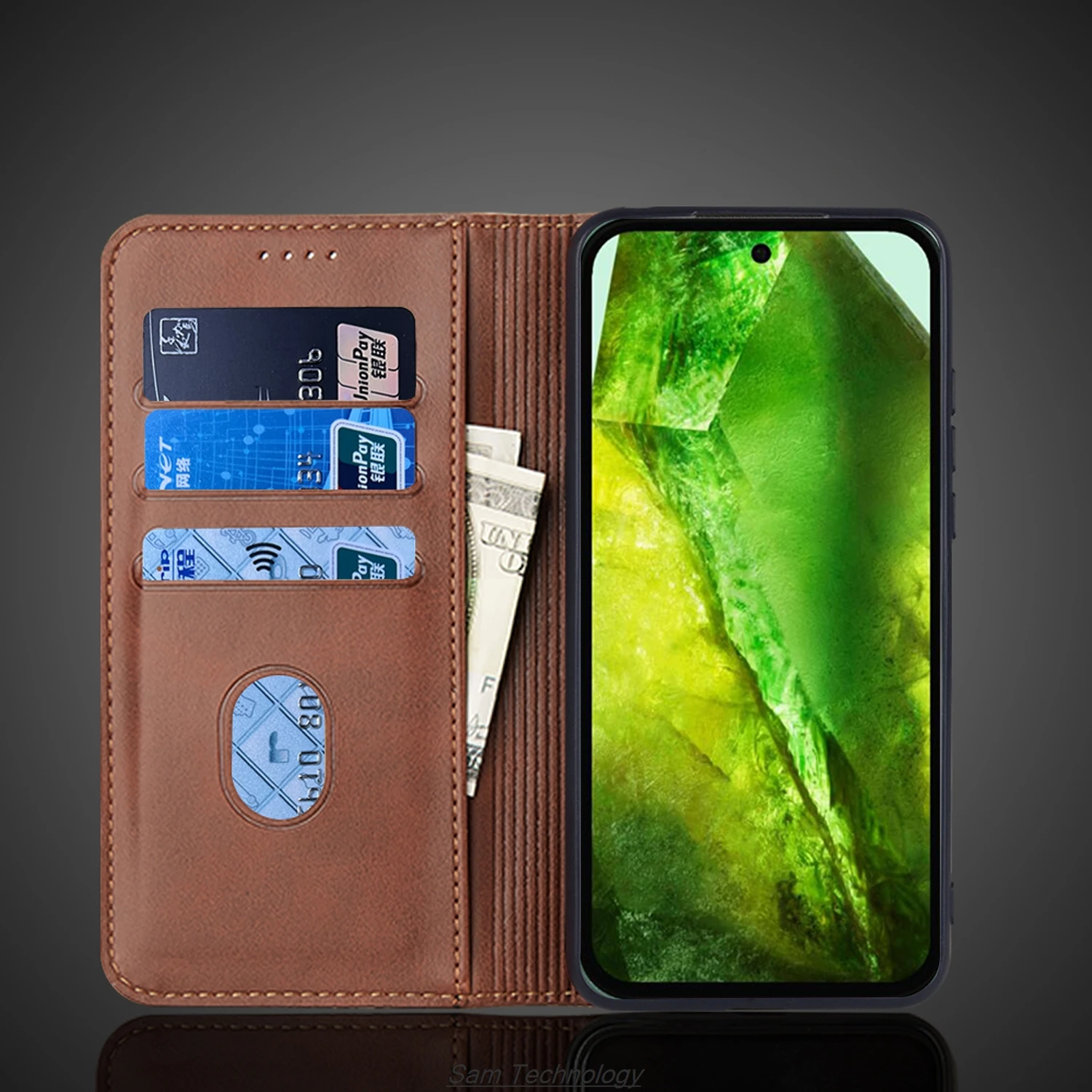 Leather Magnetic Wallet Flip Cover – Stylish Holster Case