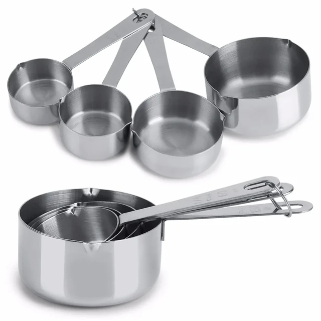 4 Pcs/Set Metal Measuring Cups Spoons Stainless Steel Measuring