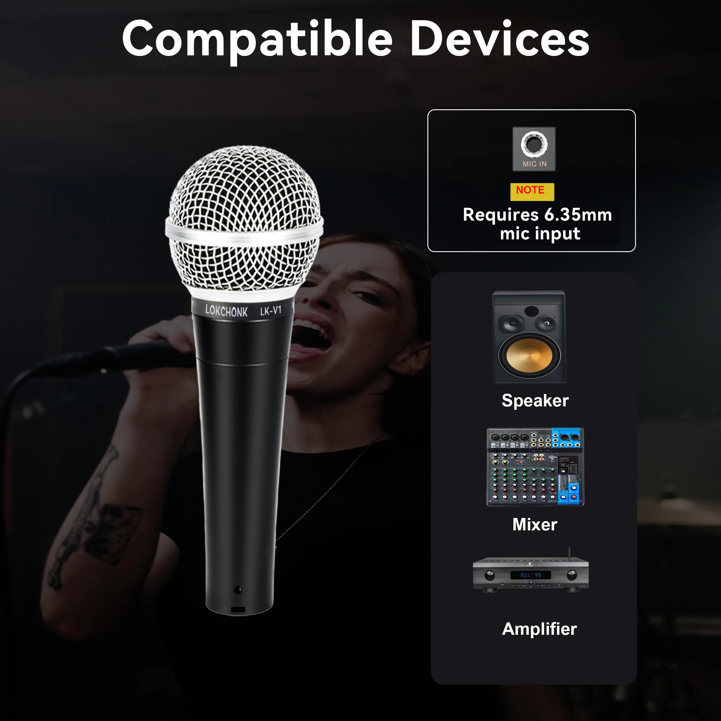Lokchonk Dynamic Cardioid Vocal Microphone for Singing, Stage, Studio, and Karaoke