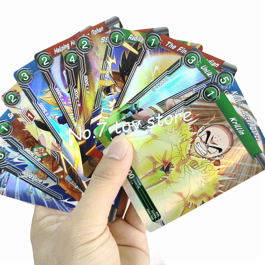 50Pcs/Pack Dragon Ball Flash Shiny Cards Anime Son Goku Frieza