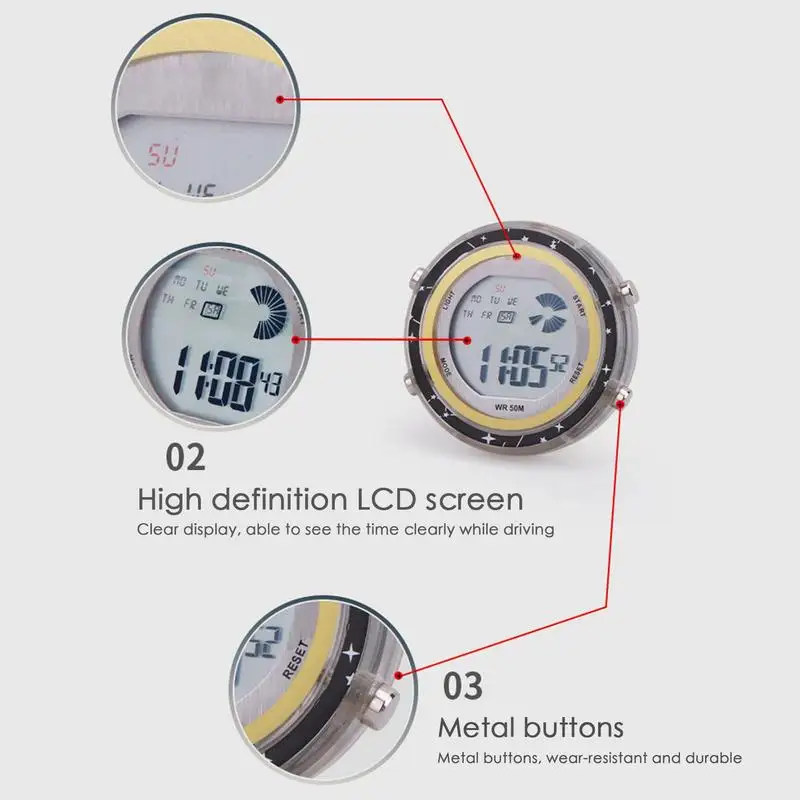 Waterproof Motorcycle Handlebar Mount Clock with Glowing Dial