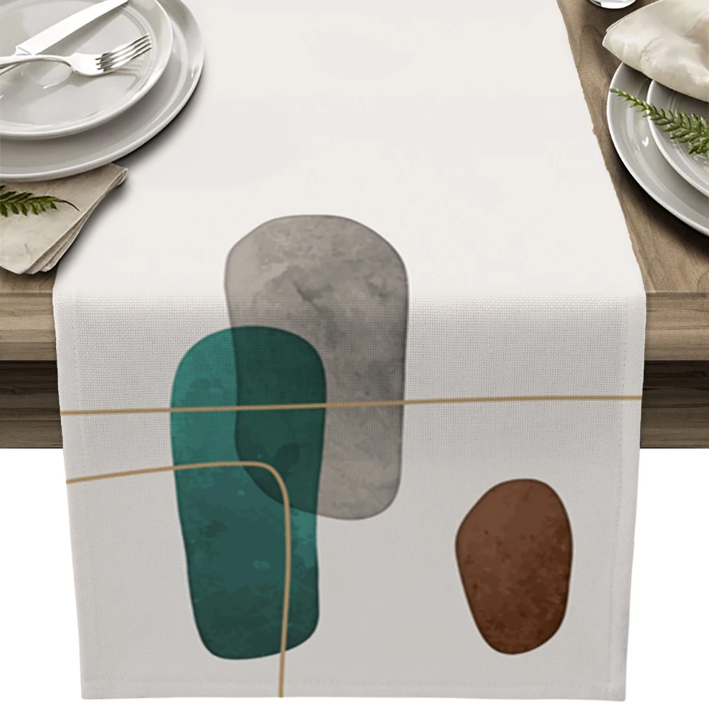 Nordic Abstract Gouache Dining Table Runner Country Decor Anti-stain Table Runner for Dining Table Wedding Decoration Mariage