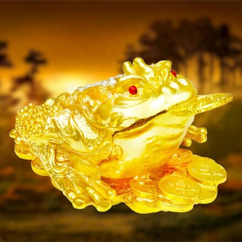 FengShui Toad Money Lucky Consecration and Lucky Money Toad Frog Golden Ornaments Home Office Decoration Gifts