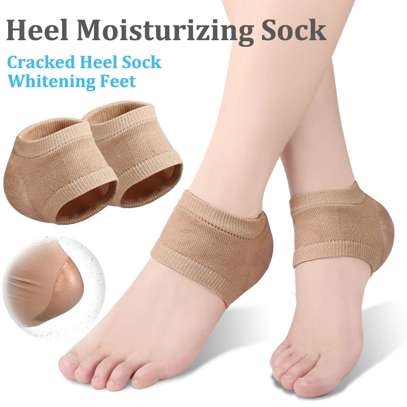 

2 pairs Heel Moisturizing Socks Cracked Heel Skin Silicone Gel Moisture Sock Footcare Foot Protector Massage Cushion