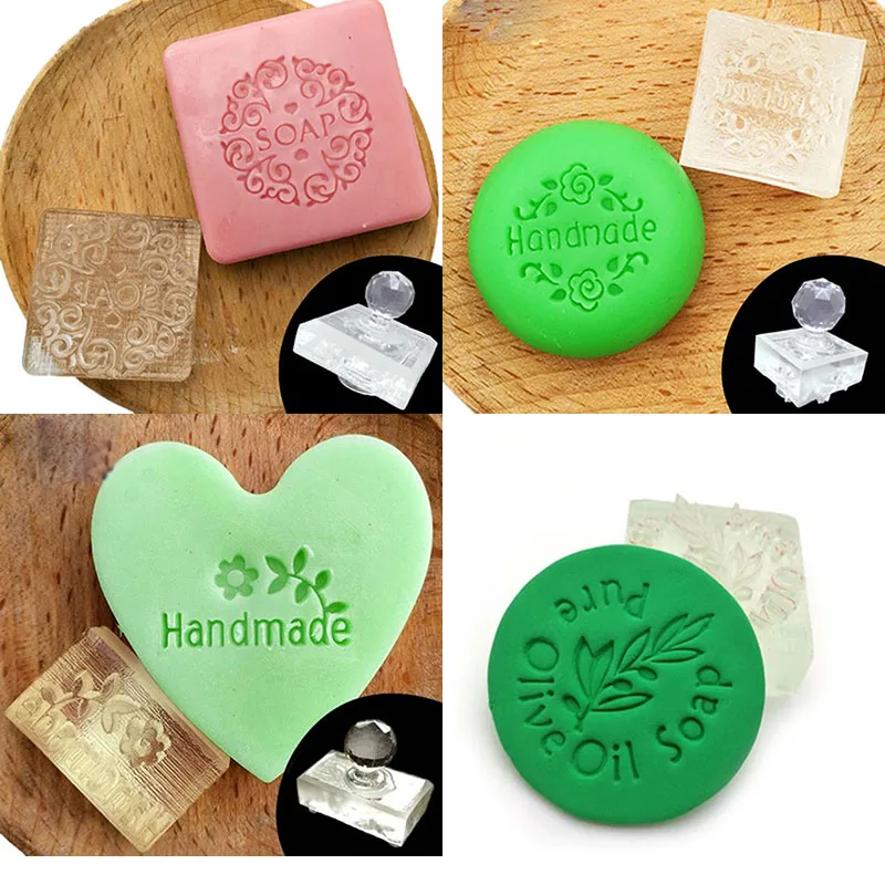 Flowers And Plants DIY Soap Mold Stamp Clear Acrylic Handmade Seal Natural Soap Making Tools Supplies Customized Custom Supports