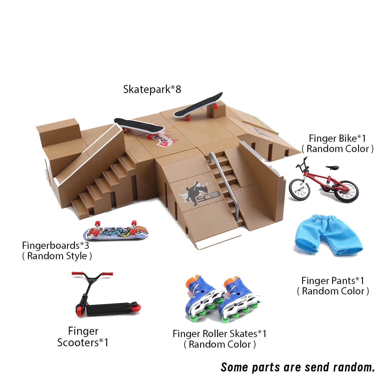 Fai Da Te Finger Skatepark Mini Park Rampa Per Tech Practice Deck Platform Stunt 598A Finger Skateboard Rampa Set Con Pantaloni Finger Bike