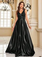 Mallory Sequin V-neck Satin Gown 3
