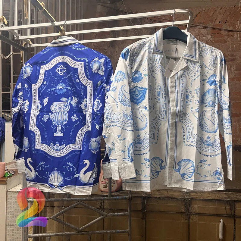 

New Summer Casablanca Long Sleeve Shirt Fashion Exquisite Print Lapel Hawaiian Men Women Casual Oversized CASABLANCA Shirts
