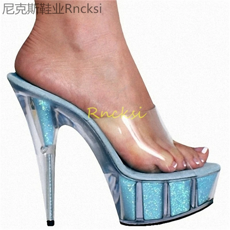 

15cm New summer fashion super high heels women's ultra-high heel stiletto sandals with open toe shoes.