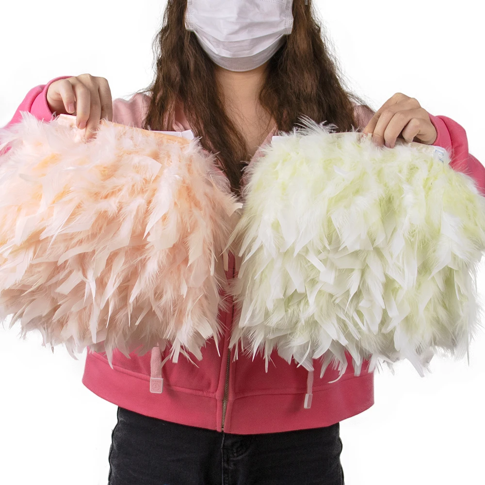 Multicolor Natural Turkey Feather Trim Ribbon 4-6 Inches Fluffy White Marabou feathers Trims Lace for Party Skirt Clothing Decor