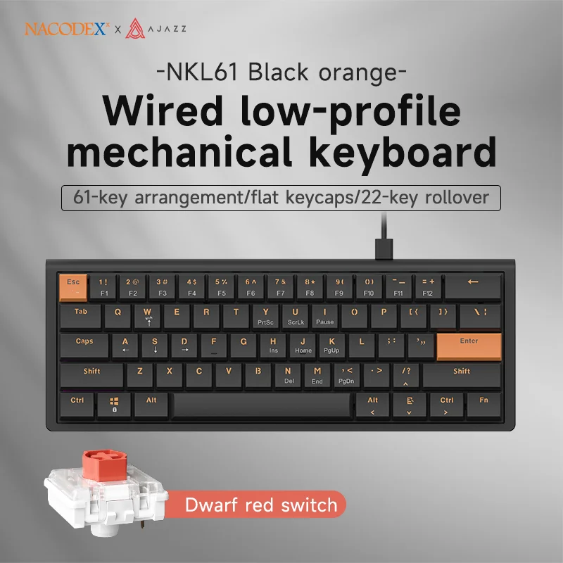 Ajazz NKL61 Low Profile Keyboard 61-Key Slim Body Wired Mechanical