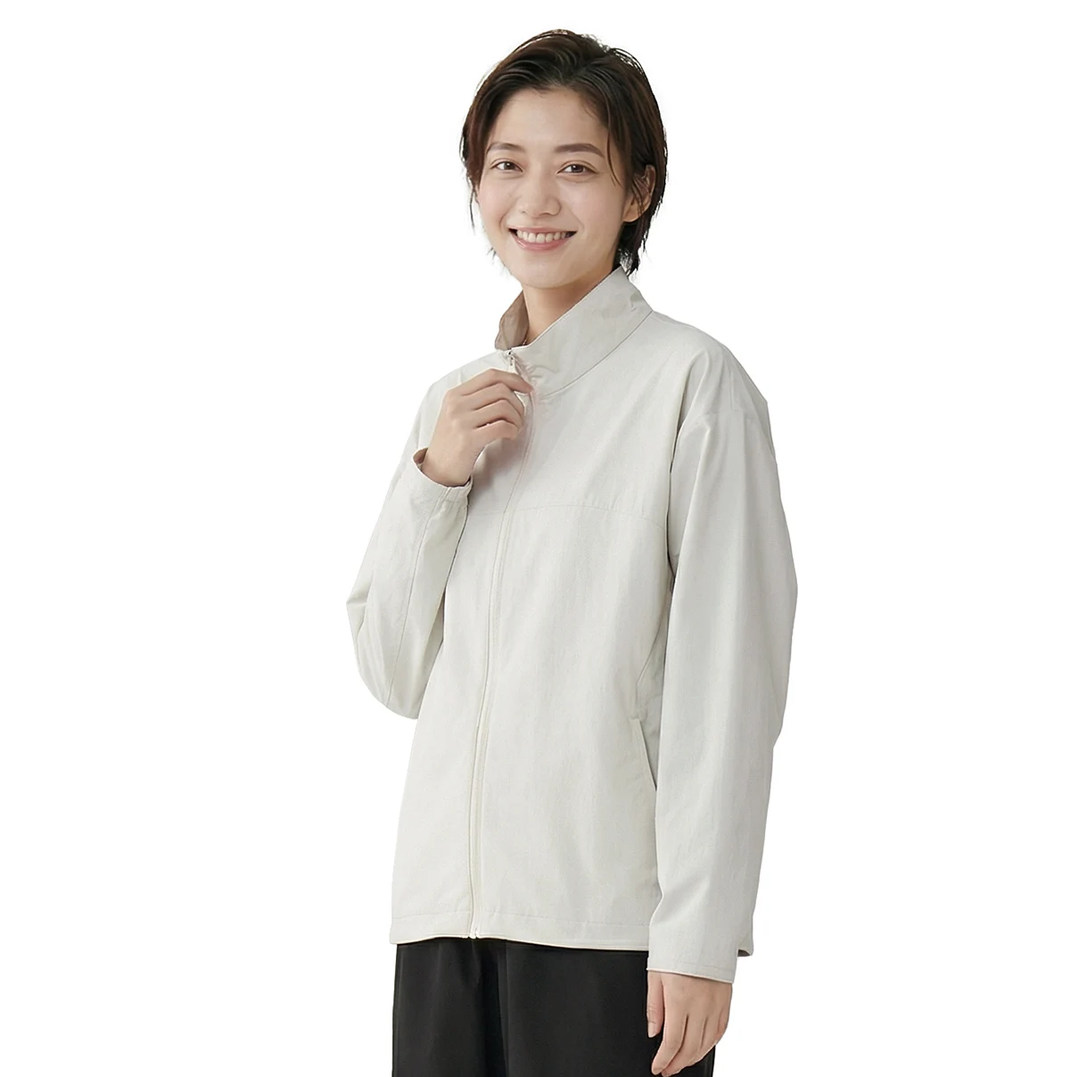 [액틀리스] 여성 스탠드 칼라 윈드브레이커 얇은 발수 스트레치 경량 아웃도어 재킷