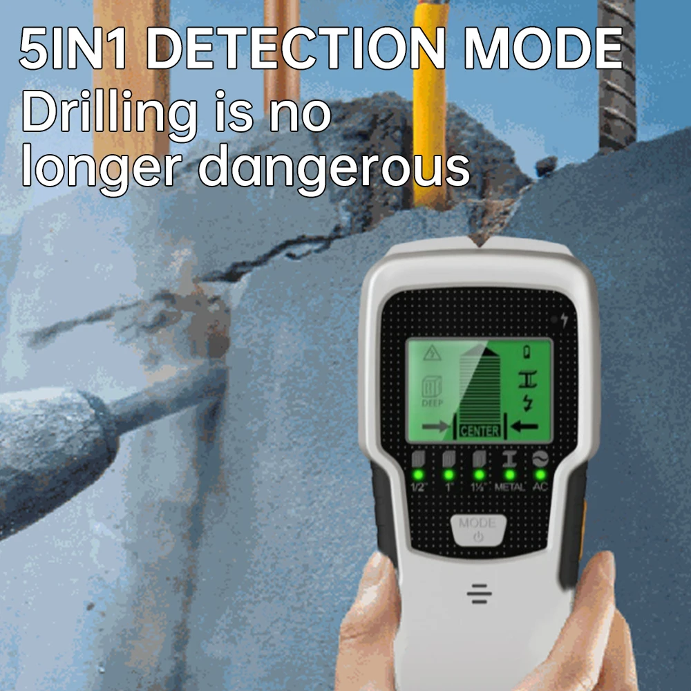 5-in-1 Wall Stud Finder Wood Studs Metal Detecion Detection of live cable Metal Depth Measurement Finder Wall Detector Scanner 5