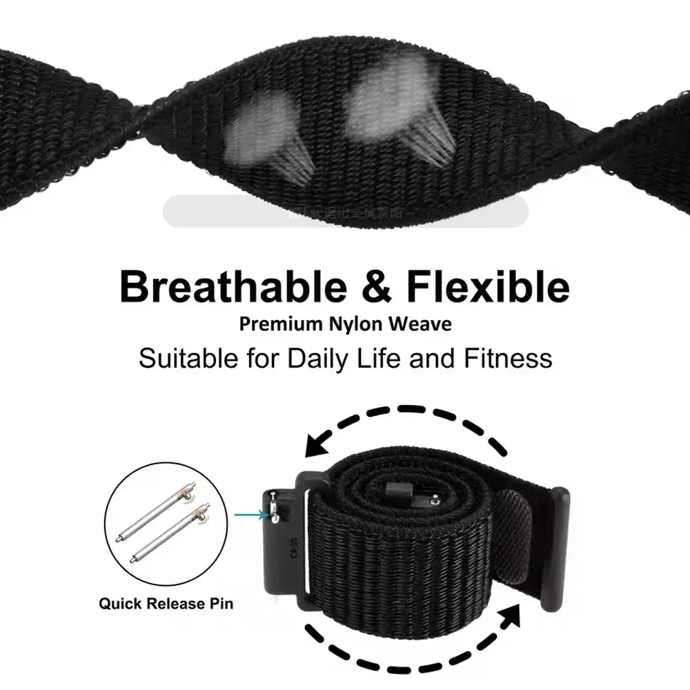 Nylon Loop Strap for Smartwatch - Adjustable 20mm/22mm Watchband