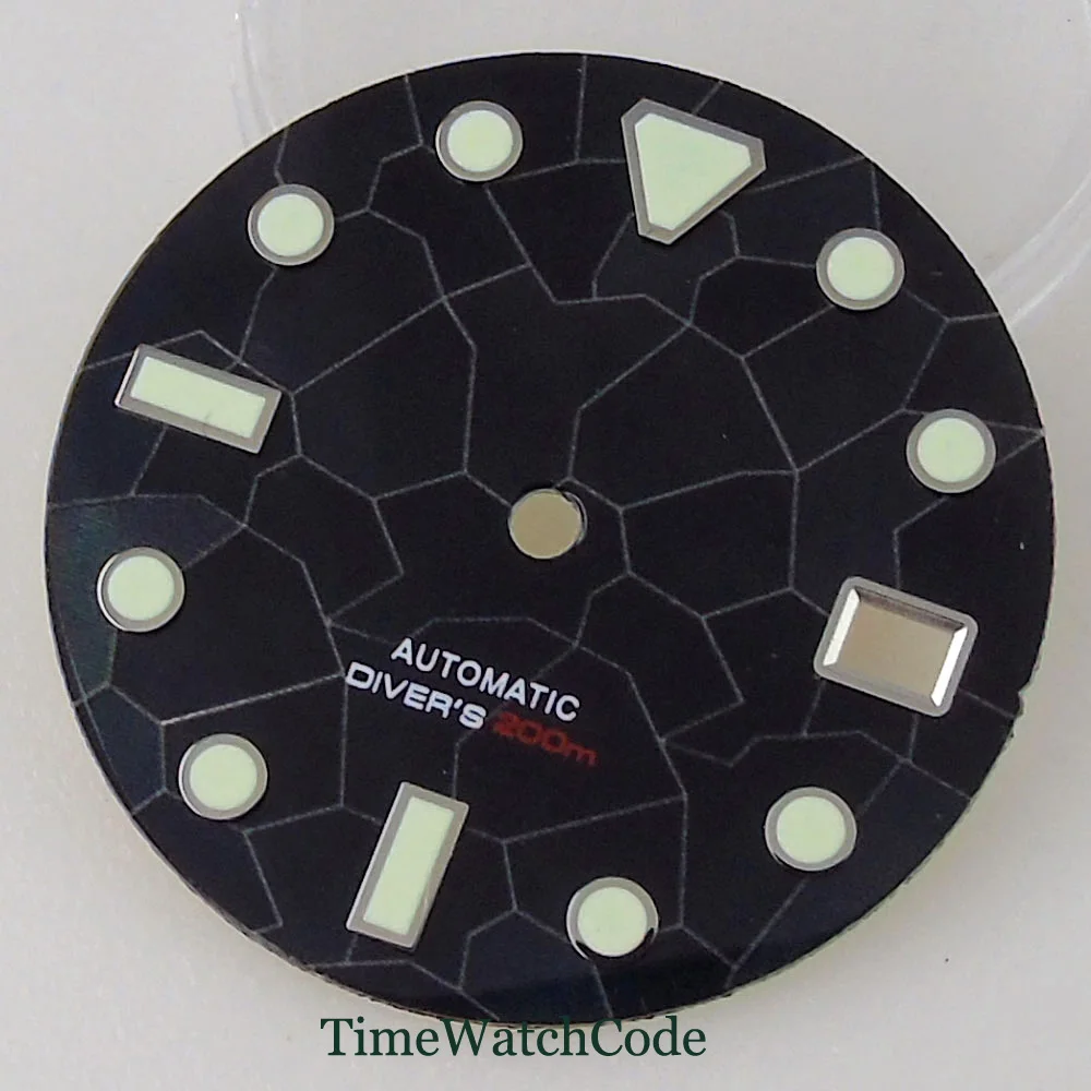Green Luminous Mother of Pearl Watch Dial with Date Window and Hands Set