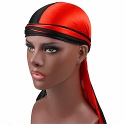 Two-Tone Silk Satin Long Tail Braid Pirate Hat Elastic Toque Chemotherapy Hat Summer Bicycle Headbands Sport Cyclist Cycling