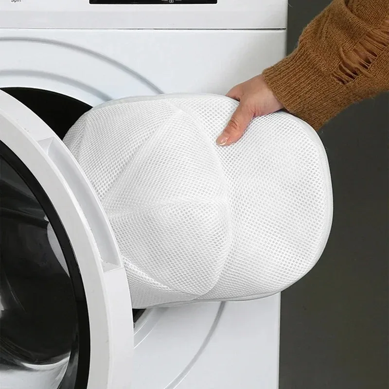 Household washing machine hat washing cap cleaner laundry bag small laundry bag anti-deformation mesh storage bag zipper bag