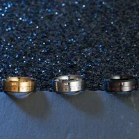 8MM Men's Stainless Steel Alphabet Number Spinner Ring Decoder Design Promise Engagement Wedding Band 2
