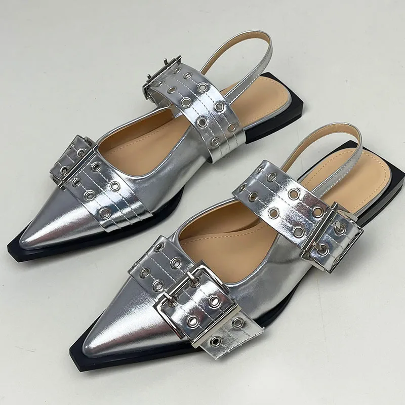 New Footwear Golden Women Flats Shoes Slingback Luxury Female