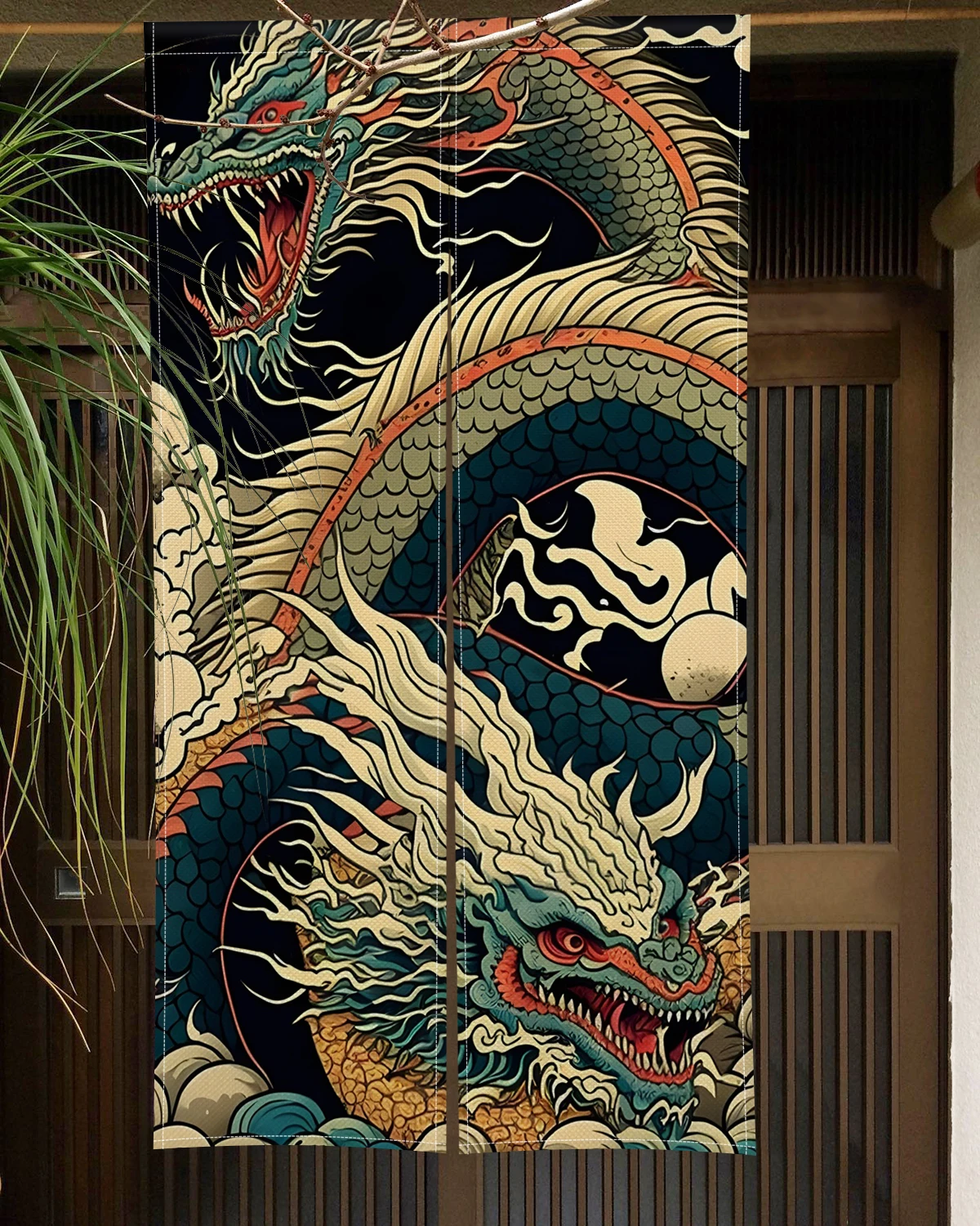 Chinese Dragon Painting Door Curtain Panel Traditional Crane Owl Japanese Style Doorway Curtain Entrance Hanging Half-Curtain 5