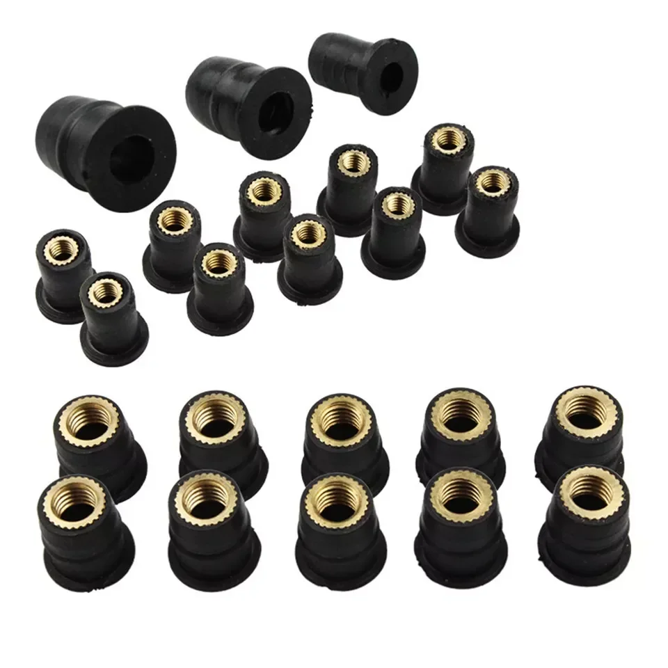 Motorcycle Accessories 10pcs Motorcycle M4 M5 M6 Metric Rubber Well Nuts Windscreen Fairing Cowl Anodized Aluminum Moto Screws Bolts