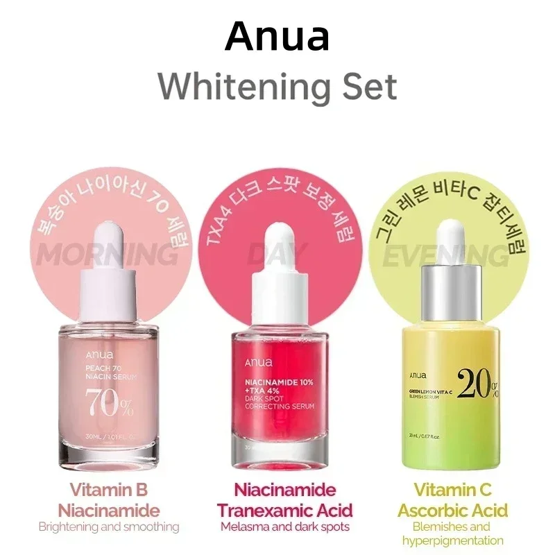 Anua Original Vitamin Whitening Set Peach 70% Niacinamide Serum Dark Spot Serum Vitamin C Blemish ANUA Skincare Products