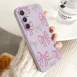 Shockproof Soft Silicone Phone Case with Pink Bow Knot Design - Galaxy A32 4G (Purple - 374)
