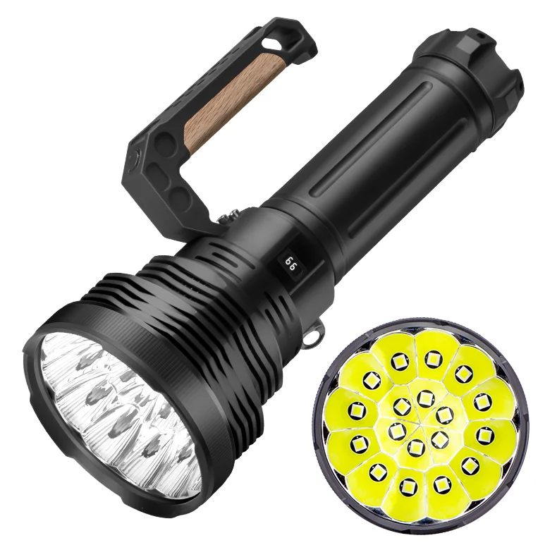Ultra-Bright P80*18 550000 Lumen Solar Rechargeable LED Torch Light Cooling Fan Searchlight Tactical Flashlight USB Charging