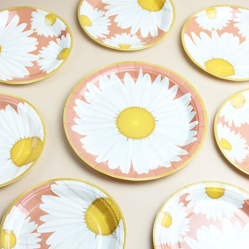 New Daisy Birthday Flowers Daisies For Party Decoration Daisy Party Favors Tablecloth Paper Plate Cup Napink Balloon Wedding Kit
