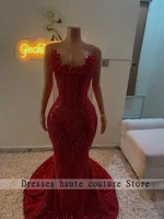 Red Beading Sequin Crystal Diamond Prom Dress 2026 For Black Girl Birthday Party Dress Tassel Mermiad Formal Dress Customized - Image 3