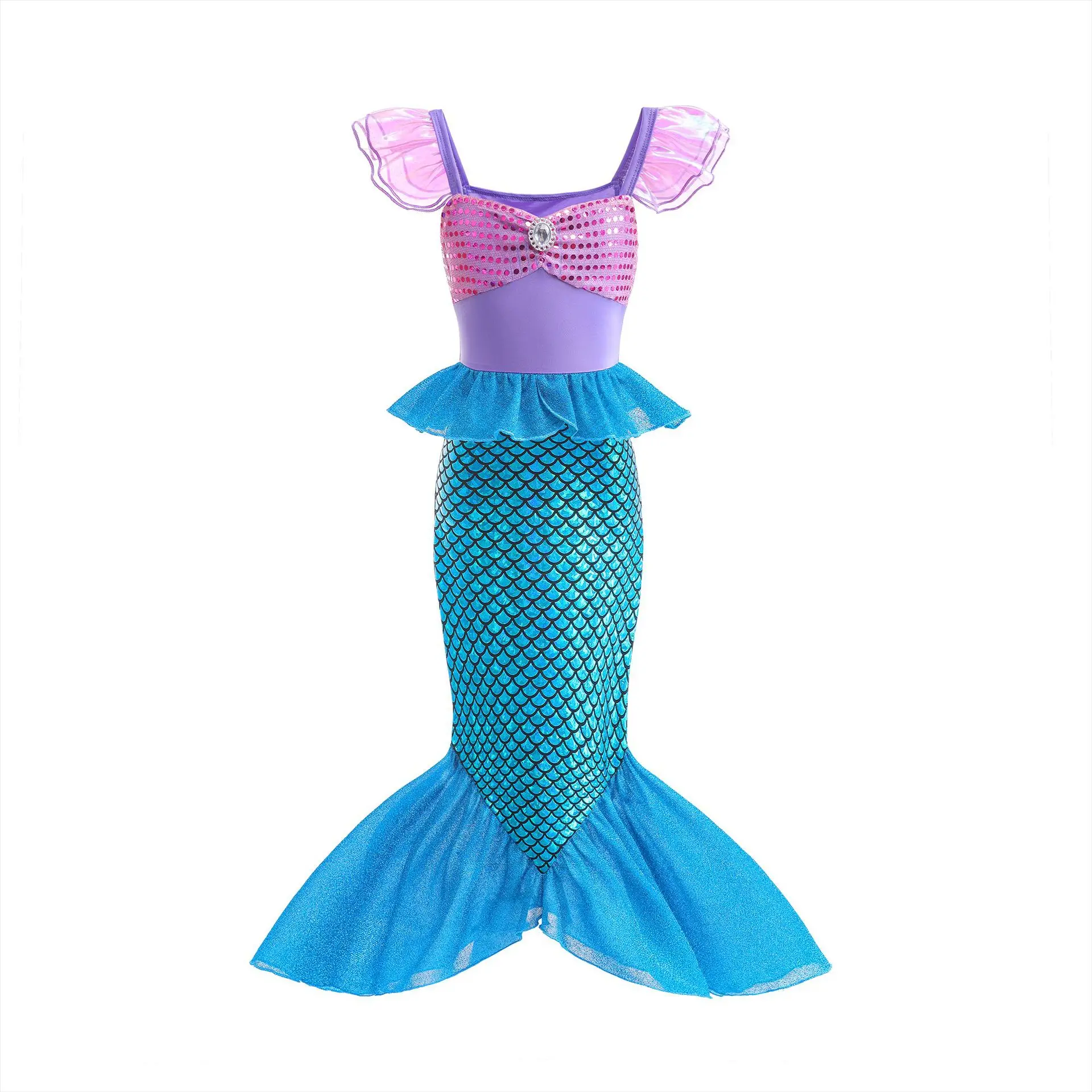 thumbnail image 1 of Disfraz de princesa Disney, sirena, Ariel, para niñas, niños, cosplay, carnaval, fiesta de cumpleaños, ropa de graduación, vestido de verano, 1 of 5