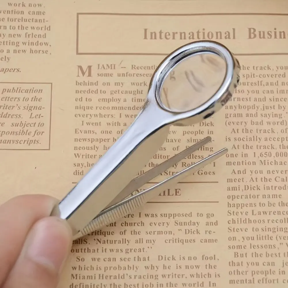 Portable Magnifier with Tweezers Magnifying Tweezers Magnifying Glass Hand-held Magnifier Repairing Loupe Tools